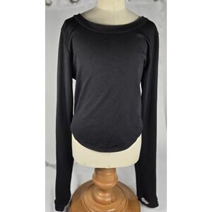 FP Movement Ribbed Long Sleeve Crop Top Thumb Hole Back‎ Zip Athleisure Small